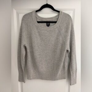 Gap Merino Wool Blend Grey Crewneck Minimalist Capsule Wardrobe Sweater Large